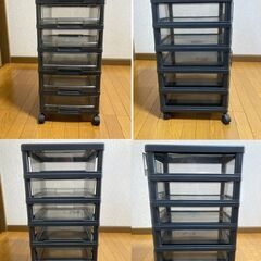 【中古/長期保管品/お引取り限定】■6段収納ケース■キャスター付き■ブラック■プラスチック製■の画像