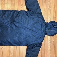 箱根駅伝マーク入りMizuno フード付きグランドコート　ネイビー/グリーンの画像