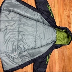 箱根駅伝マーク入りMizuno フード付きグランドコート　ネイビー/グリーンの画像