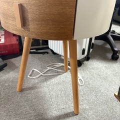 サイドテーブル 引き出し付き 丸型 木製 高さ65cm テーブル の画像