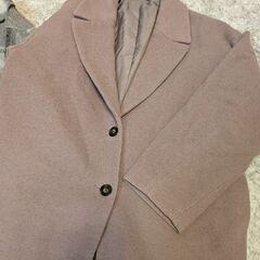 くすみピンク　グレーチェック　ロングコート2枚の画像