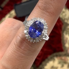 Pt900 サファイア4ct ダイヤ0.6ct　8.4g 約13号　ソーティング付の画像