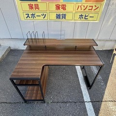 タンスのゲン L字パソコンデスク デスク 棚付き オフィス 収納の画像