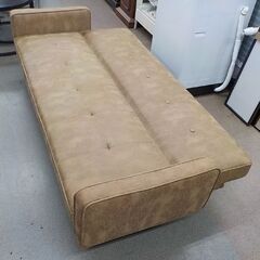 ソファベッド スエード調 キャメルブラウン 幅190㎝ リクライニングソファ 3人掛けソファ ヴィンテージ風 3Pソファ　西岡店の画像