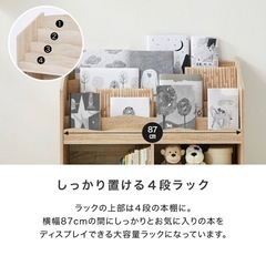 表紙が見える キッズ 本棚 絵本棚 ラック　おもちゃ収納   の画像