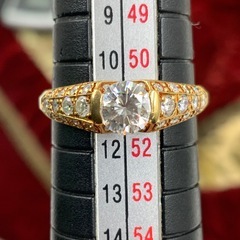 K18 ダイヤモンドリング　0.5ct 0.3ct 2.9g 約11号　鑑定書　鑑別書付の画像