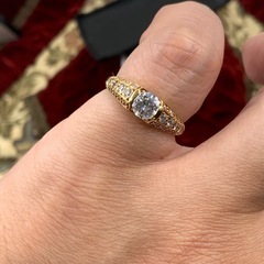 K18 ダイヤモンドリング　0.5ct 0.3ct 2.9g 約11号　鑑定書　鑑別書付の画像