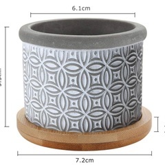 【新品未使用品】ポット　2号鉢　6点セット　多肉植物　サボテン　セメント　受け皿付の画像