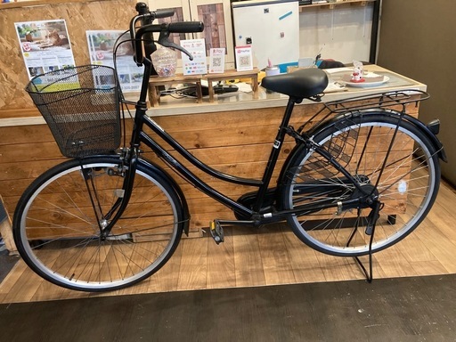 【カゴ新品！】シングルギア　26インチ自転車　ブラック
