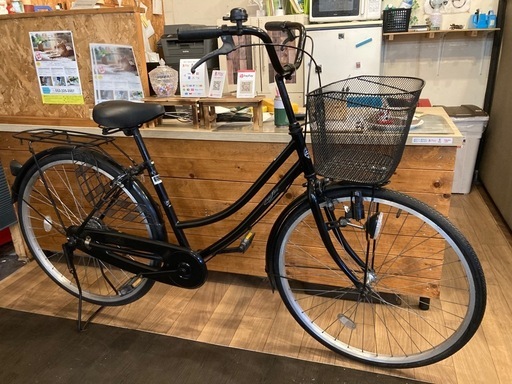 【カゴ新品！】シングルギア　26インチ自転車　ブラック