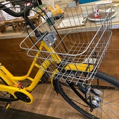 【前後タイヤ・チューブ新品！】 LEDオートライト　6段変速　26インチ自転車　イエローの画像