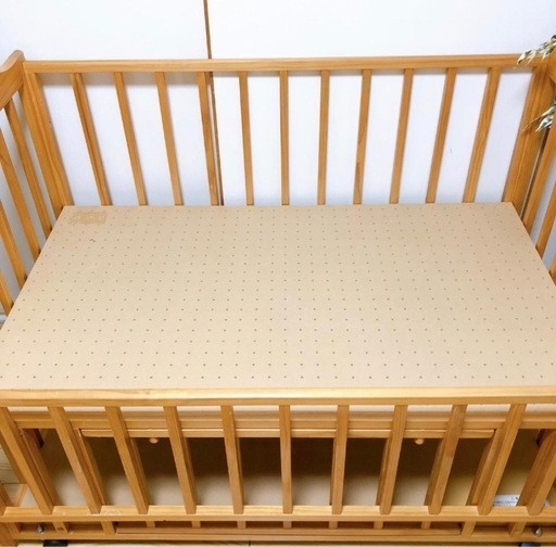 床板調整可能】木製ベビーベッド ハイタイプ ハイベッド