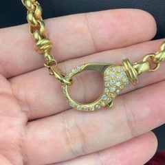 K18 750 ロールチェーン　ダイヤネックレス　43g 約52cm 0.41ctの画像