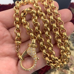 K18 750 ロールチェーン　ダイヤネックレス　43g 約52cm 0.41ctの画像