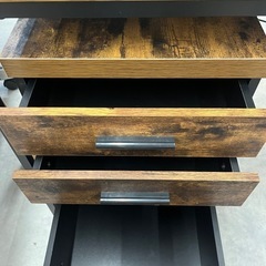 ニトリ Nステイン デスク＆ワゴンセット (ブラウン) PCデスク/ワークデスク の画像