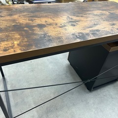 ニトリ Nステイン デスク＆ワゴンセット (ブラウン) PCデスク/ワークデスク の画像