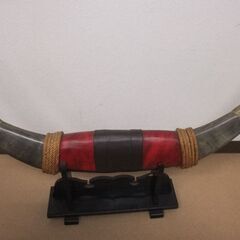 昇り龍の彫刻の水牛の角の置物　幅９０ｃｍの画像