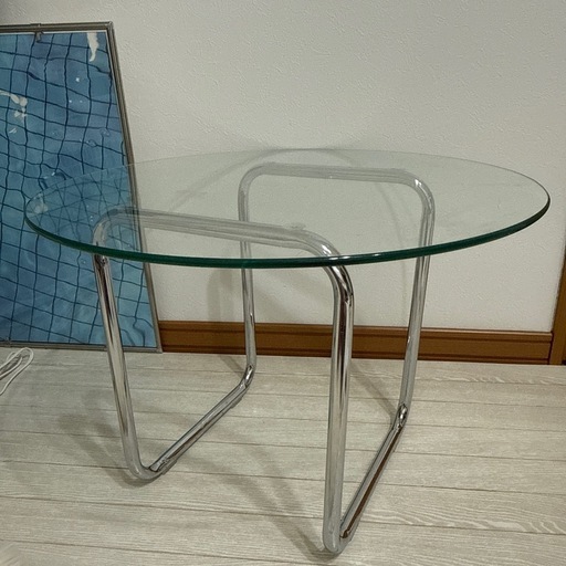 韓国インテリア クリアラウンドローテーブル