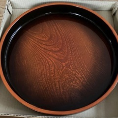 新品・未使用　けやき杢　丸盆　お盆　日本製の画像