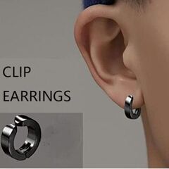 ステンレス製/両耳用イヤーカフ（新品）ブラックの画像