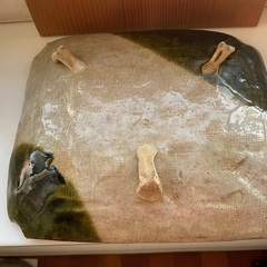 奥村松子　作家物　☆☆　織部　四方皿　23x20x高さ4.5cm　☆☆　の画像