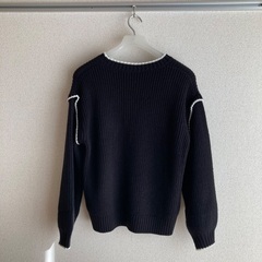 Honeys　ハニーズ　配色ニット　セーター　ブラック　黒　白　Mサイズの画像