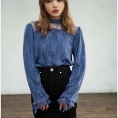 グレイル★ Mサイズ/フラワー刺繍チュールキャンディスリーブトップスの画像