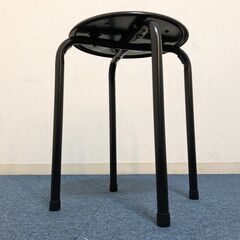 YAMAZEN スタッキングスツール YZX-01 ブラック 丸椅子 補助椅子 軽量スチールパイプフレーム 耐荷重80kg 山善会議チェア・パイプイスの画像