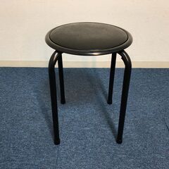 YAMAZEN スタッキングスツール YZX-01 ブラック 丸椅子 補助椅子 軽量スチールパイプフレーム 耐荷重80kg 山善会議チェア・パイプイスの画像
