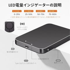 【新品】モバイルバッテリー Magsafe対応 小型 軽量 PD20W急速充電 マグネット式 ワイヤレス充電器の画像