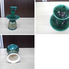 瑞山造 三具足 加賀瑞山造 萬古焼 香炉、燭台、花立の一揃 茶道 裏千家 茶席 共箱付 中古 茶道具 苫小牧西店の画像