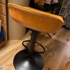 無料定価7,590円昇降式バーチェア／カウンターチェア レザー調・キャメル色】 の画像