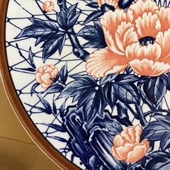 大皿　直径32cm 鳥　花　昭和レトロ　ヴィンテージ　古道具の画像