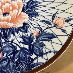 大皿　直径32cm 鳥　花　昭和レトロ　ヴィンテージ　古道具の画像