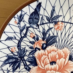 大皿　直径32cm 鳥　花　昭和レトロ　ヴィンテージ　古道具の画像
