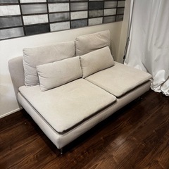 IKEA SÖDERHAMN ソーデルハムン 3人掛けコンパクトソファセクション, フリードトゥナ ライトベージュの画像