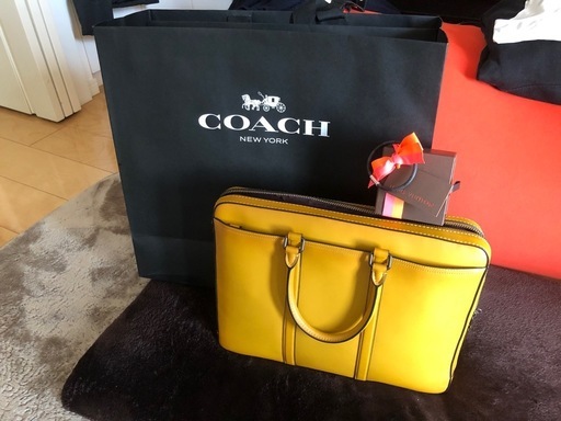 COACH レザーバッグ イエロー 美品 付属品あり