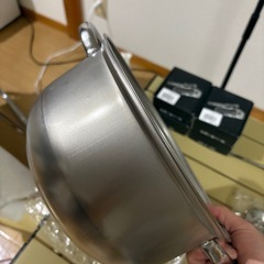 極厚・深型 ステンレス製 両手鍋（アップル型／大容量）24cm 新品・未使用の画像