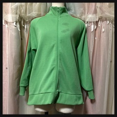 夢可愛いレインボー三本ライン ジャージ 緑 古着 ジャケット 長袖 LサイズOKの画像