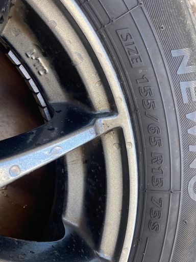 ［取引中］155/65R13 BRIDGESTONE NEWNO 4本セット シュナイダーのアルミホイール付き 