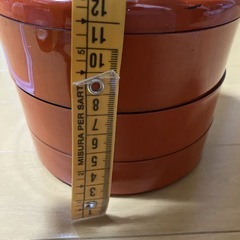 海老　お重　重箱　丸　3段　入れ子　 お正月食器　昭和レトロ　アンティーク　骨董の画像