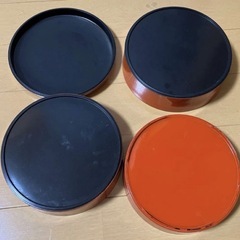 海老　お重　重箱　丸　3段　入れ子　 お正月食器　昭和レトロ　アンティーク　骨董の画像