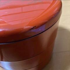 海老　お重　重箱　丸　3段　入れ子　 お正月食器　昭和レトロ　アンティーク　骨董の画像