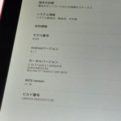  東芝 Android タブレット A205（レッド） Wi-Fi専用モデル の画像