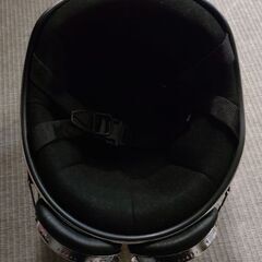 バイク用ヘルメットゴーグル付き半ヘル半キャップの画像