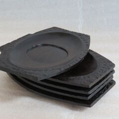 仙台伝統工芸・埋もれ木細工茶托の画像