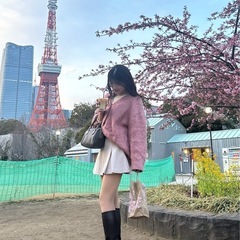 Heather カラーシャギーカーディガン ピンク　リーナベルの画像