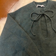 ZARA リボン　グリーン　緑　ニット　海外　韓国　インポートの画像