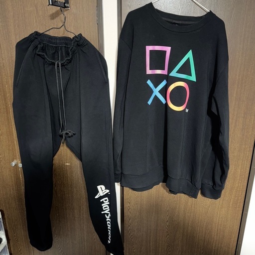 古着 ヴィンテージ 希少 プレイステーション スウェット 上下 裏起毛 セットアップ 5L 4XL 黒 冬服 冬着 大きいサイズ ユニセックス プレステ PlayStation PS PS2 PSP PS3 PS4 PS5