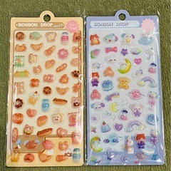 ぷくぷくシール 10枚セット 立体シール 3D ボンボンドロップシール 大容量の画像